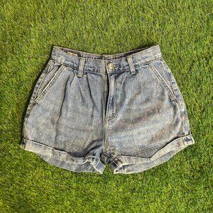 American Eagle High Waisted Blue Denim Mom Shorts - Size 00